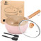 Saucenpfanne mit Deckel, 2,1 l, antihaftbeschichtet, kleiner Topf, Induktionskompatibel, Aluminium-Kochtopf mit Silikon-Spatel für Milch, Suppe, Nudeln, Ei, Reis (Rosa)