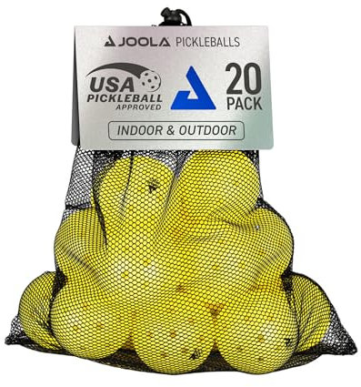 JOOLA Pickleball Primo Balls 3 stelle di alta qualità per esterni e interni, con certificazione USAPA, 26 grammi, diametro 74 mm, giallo, 20 pezzi