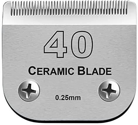 Lames Amovibles en céramique pour Tondeuse pour Chien de Compagnie, compatibles avec Les tondeuses Moser 45-50/Heiniger/Andis, Oster A5, Wahl KM Series, Taille 40 1/100 (0,25 mm) Longueur de Coupe