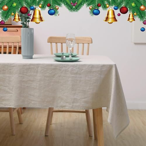 CHUFFED 100% Leinen Tischdecke Rechteckige Tischdecke-Hochwertige Leinen Stofftischdecke für Küchentisch und Esstisch, Natürliche Eleganz für Ihr Zuhause (Natur, 140 × 300 cm)