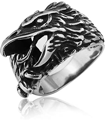 XJruixi Vintage Viking Odin Crow Ring Men Nordic Mythology Viking Ring Stainless Steel Biker Men Odin Raven Ring Jewelry Gift Wholesale