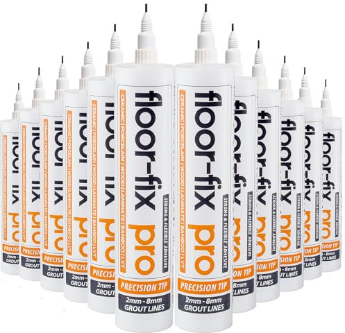 Floor-Fix Pro All in One Micro Precision Injector Kit Bonding Adhesive - For Loose & Hollow Tiles, Wood, LVT & Laminate - Includes a Reusable Syringe Adapter & Patented Customisable Tip (12)