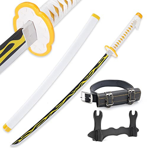 Cold Blade Demon Slayer Schwert – 104,1 cm Anime Katana Replik mit Gürtel und Ständer – Zenitsu-Schwert mit authentischem Design