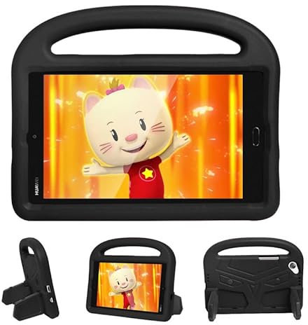 Kids Case For Huawei MediaPad M3 T3 T8 8.0 Inch, Tablet Case Kids Friendly Lightweight, Handle with Stand, Soft EVA Foam Shockproof Protective Cover, Black
