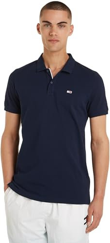 Tommy Jeans Polo Manches Courtes Homme Slim Fit, Bleu (Dark Night Navy), S