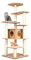 COSTWAY Wood Cat Tree, Tall Modern Cats Climbing Tower with Sisal Covered Scratching Posts, Washable Plush Cushions, Indoor Kitten Activity Furniture Play House