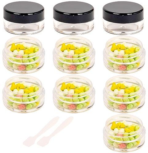 Sgehai 10 Pcs Empty Plastic Cosmetic Jars, 10ml Sample Containers Pots Bottles, for cosmetics, Travel Jar with Lids, cream, cream toiletries, Black-10pcs-10ml