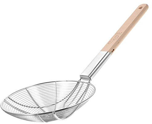 UPKOCH Tamis À Mailles Passoires Araignées En Acier Inoxydable Écumoire Louche Passoire À Pâtes Cuillère Avec Manche En Bois Pour La Cuisson Et La Friture 20Cm Spaghettis De Légumes