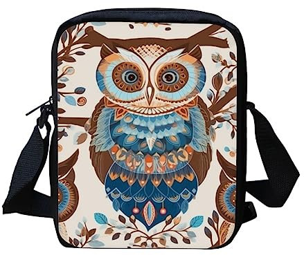 Kuiaobaty Frauen Crossbody Bag Casual Mini Messenger Bag Handytasche für Damen Mädchen Schultertasche Mini Tasche, Eule Vogel