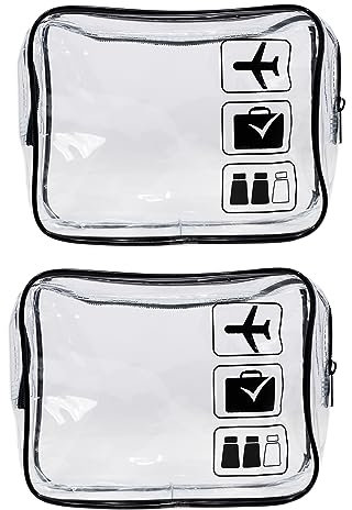 Witgift 2 Stück Kulturbeutel Transparent Flüssigkeiten Beutel Handgepäck, Make up Tasche wasserdichte Kosmetiktasche Transparent PVC,Reisen Gadgets Urlaub Reise zubehör travel Essentials