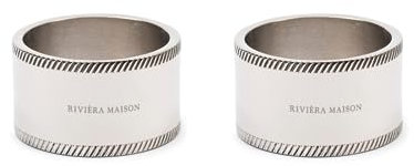 Riviera Maison Serviettenringe Silber, Tischdekoration, Mit RM-Logo, Handgefertigt - RM Monogram Napkin Ring - Aluminium - (ØxH) 4.5x2.5 - Satz von 2 Stück