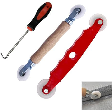 BigCheer 3 Pack Attrezzi Di Schermo Rotolamento Rullo Estrattore a Ruota Zanzariere Con 3.5mm Gancio Di Garza Rotella per Rete Zanzariera Ricambio Installare Schermi Di Finestre