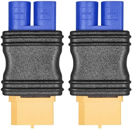 ZHOFONET 2 Stück XT60 Buchse auf EC3 Männlich Stecker,XT60-EC3 Spritzguss Stecker Adapter für LiPo Batterie Micro FPV Drone.