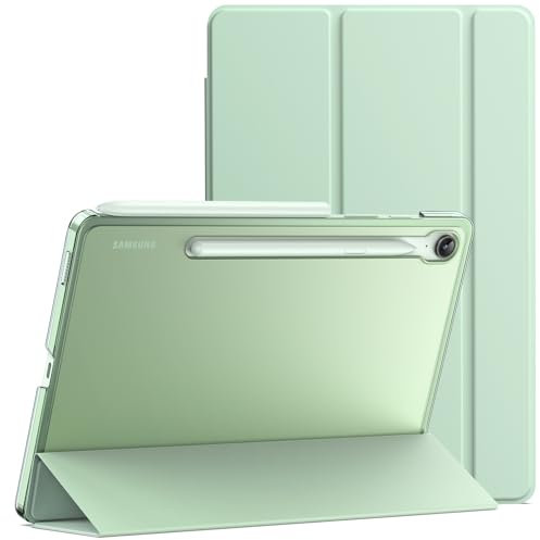 JETech Funda para Samsung Galaxy Tab S10 FE / S9 FE 10,9 Pulgadas, Carcasa Slim Translúcida Respaldo Trifold Folio Soporte Protectora Tableta, Admite Carga de S Pen, Auto-Sueño/Estela (Mint)