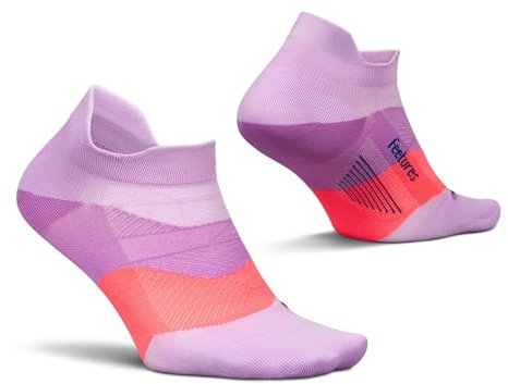 Feetures Elite Ultra Light Cushion Ankle Socks - Sport Sock with Targeted Compression - Orchid Sunset, S (1 Pair)
