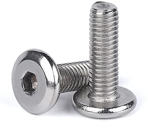Cilky Vis à métal Boulon à Capuchon Plat M10 à tête Ultra Basse, Boulon à Douille hexagonale en Acier Inoxydable 304, 5 pièces(M10*25)