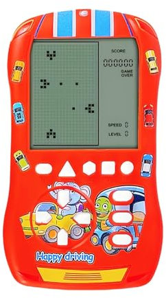 HLF Apparence de Voiture de Sport Bloquer la Console de Jeu 23 Jeux de Briques 824 Modes Vitesse/Difficulté Réglable Jeu Portable Rétro des Années 70/80/90 Cadeaux de Vacances pour Enfants (Rouge)