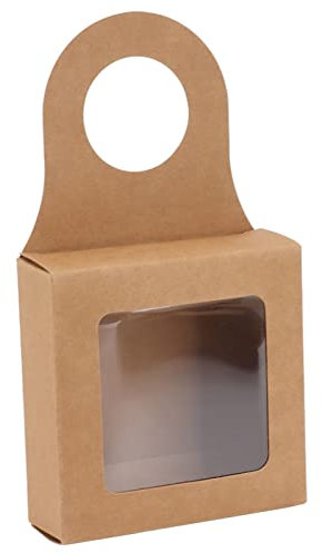 Cajas de Vino Reciclables, Caja para Botellas de Vino de Papel Kraft de 25 Unidades con Ventana con Gancho para Colgar Cajas de Plegables de Kraft