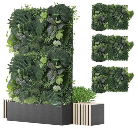 Artificial Hedges Panels 3 PCS Wall Panels Trellis With Artificial Leaves Garden Privacy Screen Artificial Plant Panels For Home Wedding Indoor Outdoor Garden Decoration 60×40 cm(3 PCS Wall Panels)