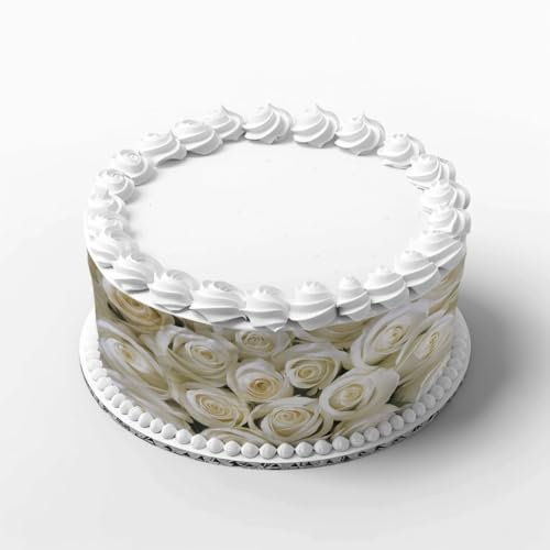 Tortenbänder Weiße Rosen 01. 4 Teilig aus Fondant Geburtstag, Hochzeit Tortenband essbar Essbare Tortendeko Geburtstagstorte