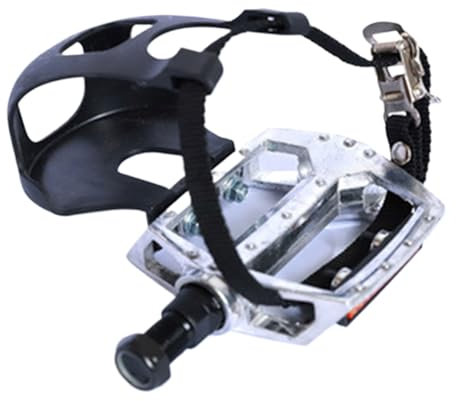 QOKLIYUI Dynamische Fahrrad Fußpedale mit verstellbaren Riemen, Aluminiumlegierung, Aluminiumlegierung, Fußpedale, Rennrad Mountainbike Pedale, Kurz 2/1