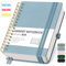 RETTACY Notizbuch A5 kariert, Bullet Journal mit 100 g/m² Dickem Papier, 150 Blatt, Collegeblock für Büro und Schule, Lederhülle, Grau-Blau, 14.8 cm x 21 cm