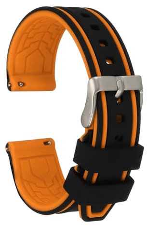 sourcing map Silicone Watch Bands 22mm Soft Quick Release Watch Bands, Black Orange