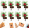 XIAQICA 24 Stück Kleine künstliche Tannenzweige mit Beeren weihnachtsdeko Tischdeko Weihnachten Kieferzweige Rote Beeren Tannenzapfen Zweige Dekorationen für Tischdeko Weihnachtsfeiern