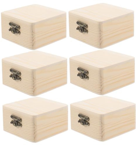 HAWILLOSCH 6stücke Schmuckschachteln Quadratisch Aus Holz Diy Schmuckschatulle Aufbewahrungsbox Für Schmuck Kleinigkeitenhalter Handwerk Für Heimschule