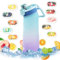 Fychuo Water Bottle, 700ml BPA Free Drinking Bottles with 10 Random Flavour Pods Scented 0 Sugar Calorie, Water Cup with Straw for Gym School Outdoor, Blue & Purple
