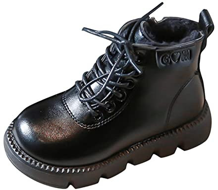 Scarpe invernali ragazzo 32 moda primavera e bambini stivali e ragazze stivaletti spessi antiscivolo alti lacci alti comodi caldi stivali da neve 35 impermeabili, Nero , 29.5 EU