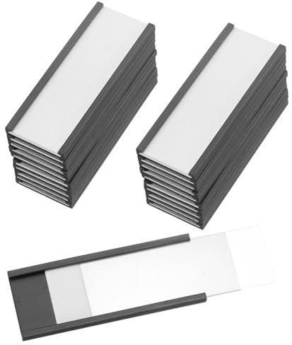 PATIKIL 25 Stück Magnetischer Etikettenhalter 2 x 0,7 mit Papiereinsätzen | C-Kanal Magnetische Aktenschranketiketten, Regal-Datenkartenhalter, Schilder für Metallregale Whiteboard