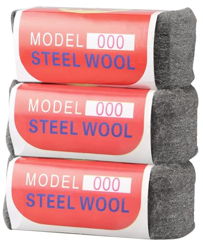 Laine D'acier, 3 Pièces 000 Laine D'acier, Facile à Couper, Nettoyer les Stores en Plastique, avec Ciseaux et Gants, pour Remplir les Trous et les Fissures Dans les Murs