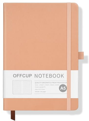 OFFCUP Notizbuch A5 Liniert, 192 Seiten, PU Hardcover Notizbücher, Elastisch Gebändert, Premium 80gsm Dickes Papier Journal Tagebuch für Büro Schule Business Arbeit Schreiben Lernen Reisen -Rosa