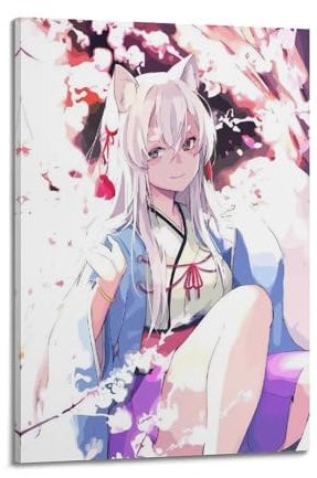 DKWNNZMW Poster mit weißem Anime-Fuchsmädchen, dekoratives Gemälde, Leinwand, Wandposter und Kunstdruck, moderne Familienschlafzimmer-Dekoration, Poster, 30 x 45 cm