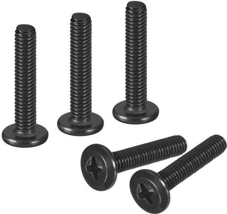 sourcing map 50 tornillos de cabeza redonda plana M4-0.7 x 20 mm, tornillo de máquina Phillips de acero inoxidable 304, rosca completa, óxido negro