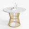 Table à Manger Ronde avec Pied en métal, Tables de Petit-déjeuner en marbre pour 4-6 Personnes, Cadre en métal pour Salon, Salle à Manger, Restaurant, Cuisine Or 100x100x75 cm