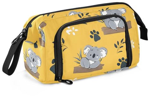 OWFKAY Astuccio portapenne di grande capacità, per scuola, università, ufficio, per adolescenti, ragazze, adulti, studenti, impronte di koala