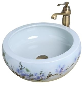 GLigeT Waschtisch Badezimmerbalkon Aufsatzwaschbecken Handbemaltes spritzwassergeschütztes Keramikwaschbecken for Zuhause