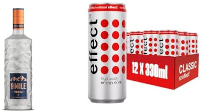 9 MILE Vodka 0,7 l & effect CLASSIC Energy 12 x 330 ml – Premium Vodka 37,5% Vol. mit LED-Beleuchtung + belebender Energy Drink – ideales Bundle für entspannte Abende, Longdrinks & gesellige Runden