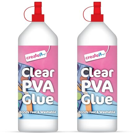 ZOPPER Clear PVA Glue 1 Litre Pack of 2 Washable Craft Adhesive for Kids | Slime Making, School Projects, DIY, Dries Clear