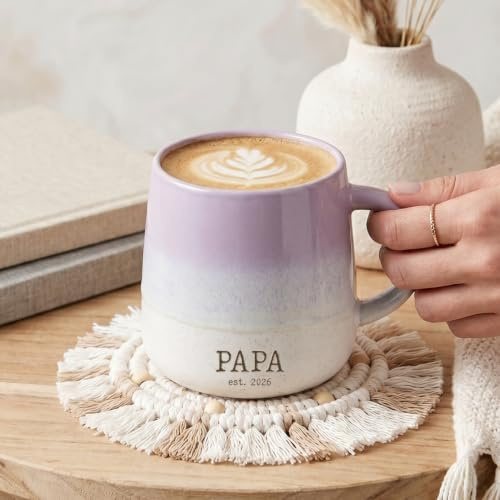 Personalised Mug with Name | Customised Gifts Engraved Coffee Mug for Men and Women | Customisable | Microwave and Dishwasher Safe | Personalised Gifts | Stoneware Gradient Mug (Lilac)