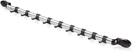 Leifheit Hakenleiste 55 cm, ideal zur dekorativen Aufbewahrung von Leifheit Küchenhelfern, Küchenleiste mit 11 verschiebbaren Haken, aus hochwertigem Edelstahl, Küchenhaken, Küchenutensilienhalter