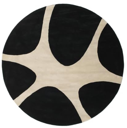 RugVista Stones Handtufted Teppich, Ø 225 cm, Schwarz | Moderne, Unsere Designer, Rund, Niedriger Stapel, Nur chemische Reinigung, Oeko-Tex 100, Wohnzimmer, Esszimmer, Schlafzimmer