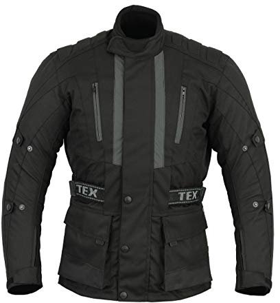 Texpeed Motorradjacke herren mit protektoren - Motorrad Biker Wasserdicht Jacke Mit Rüstung (EN 1621-1) Schwarz - L