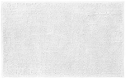 Allure Bobble Chenille Large Bath Mat Non Slip 60 x 90cm - Soft, Absorbent, Easy Care (White)