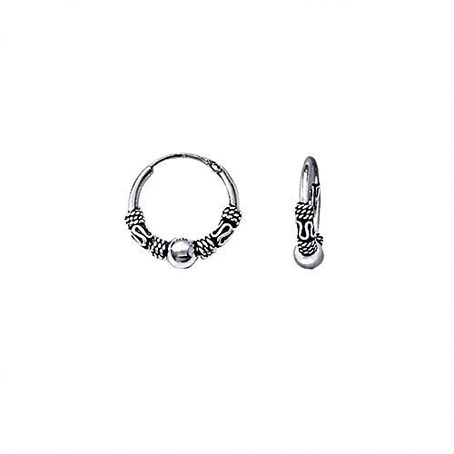 NKlaus Silber Paar 925er Sterlingsilber Ohrringe Keltische Creolen Gothic Celtic Ohrpiercing 14mm 5039