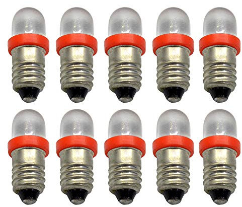 Ruiandsion LED-Taschenlampen, 12 V, E10, Mini-Lampen, weiß/blau/rot/grün/gelb, E10-Sockel, 10 Stück (rot)