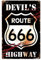 Original Retro Design Route 666 Blechschilder Wanddeko Teufel Highway | Dicker Weißblech Druck Poster für Garage