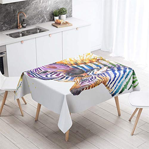 HNHDDZ Tischdecke 3D Tier Zebra Kind Zimmer Rechteck Wasserdicht Abwaschbar Garten Balkon Außen Fleckabweisend Camping Küche Couchtisch Für Gartentisch Draussen Hochzeit Outdoor (C, 140x180 cm)
